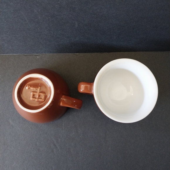 Pair Vintage Porcelain Classic Brown Bar Quality Espresso Cups, Nuova Point - Picture 3 of 9